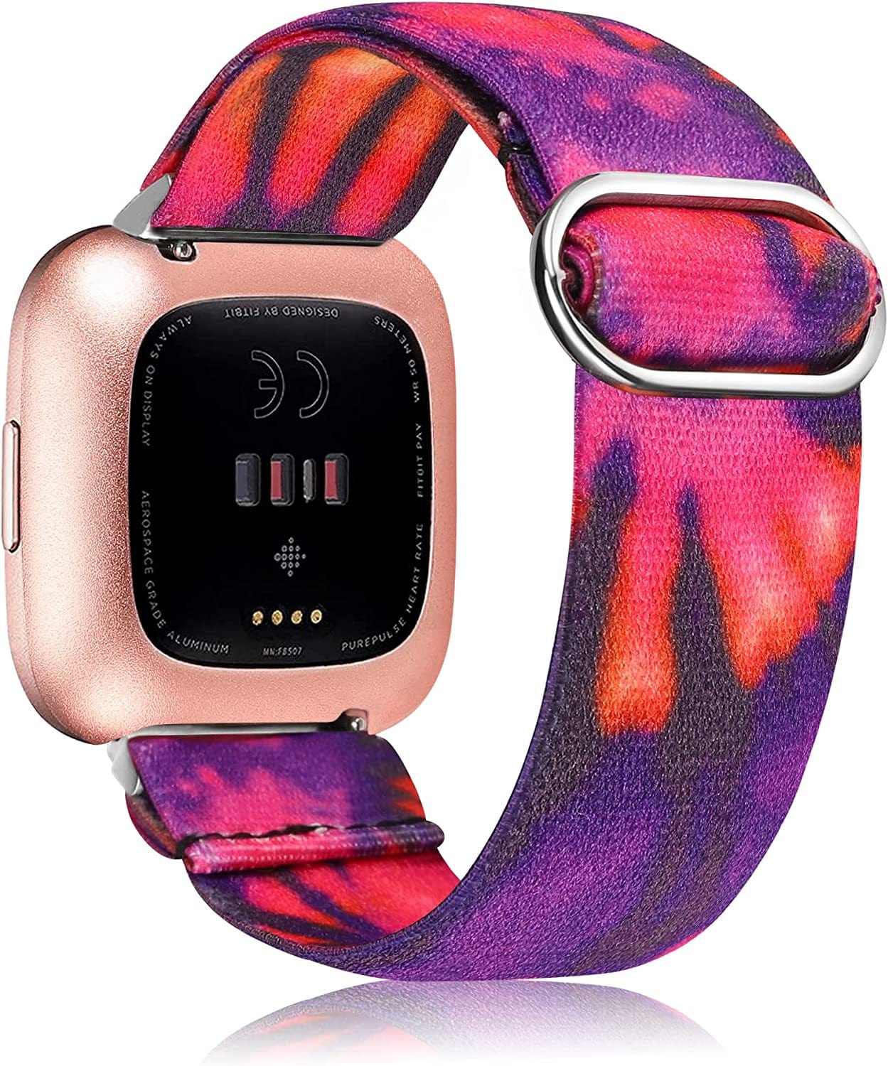 TOYOUTHS Compatible with Fitbit Versa/Versa 2 Bands for Women Men Adjustable Elastic Nylon Fabric Strap Replacement for Versa Lite Edition Stretchy Solo Loop Bracelet Wristband Accessories