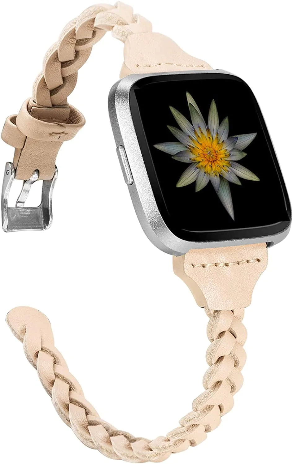 TOYOUTHS Leather Bands Compatible with Fitbit Versa/Versa 2/Versa Lite & Special Edition for Women Men Slim Handmade Weave Wristband Braided Strap Replacement Bracelet Accessories