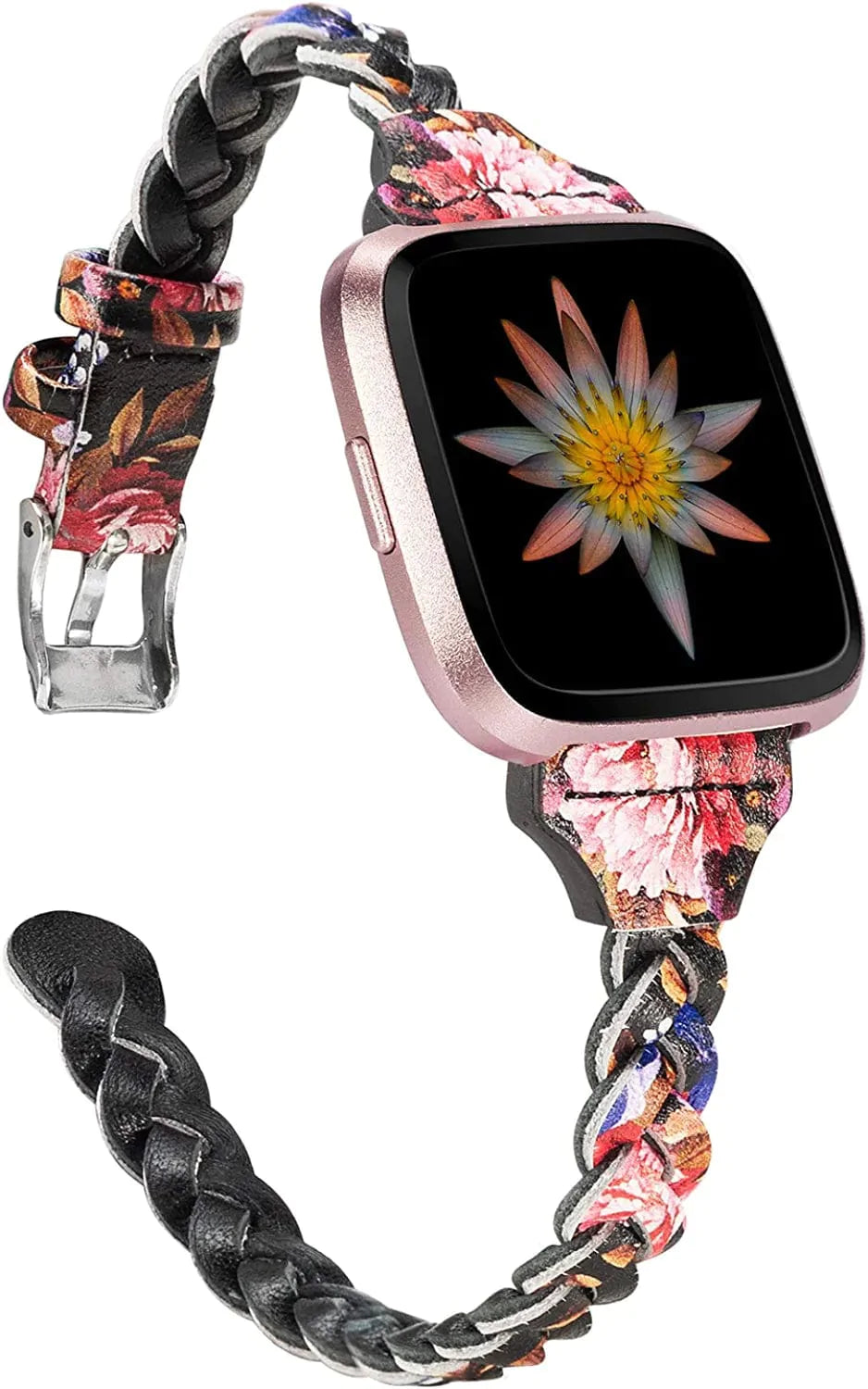 TOYOUTHS Leather Bands Compatible with Fitbit Versa/Versa 2/Versa Lite & Special Edition for Women Men Slim Handmade Weave Wristband Braided Strap Replacement Bracelet Accessories