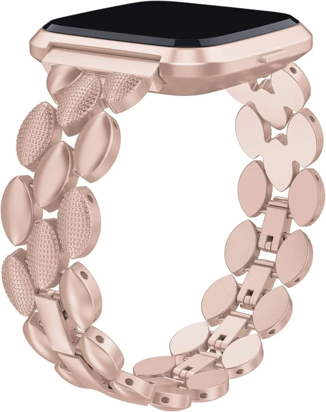 TOYOUTHS Metal Link Compatible with Fitbit Versa/Versa 2/Versa Lite Special Edition Bands Women Men Stylish Strap Bracelet Replacement Wristbands Accessories 5.5-8 Inches (Black)