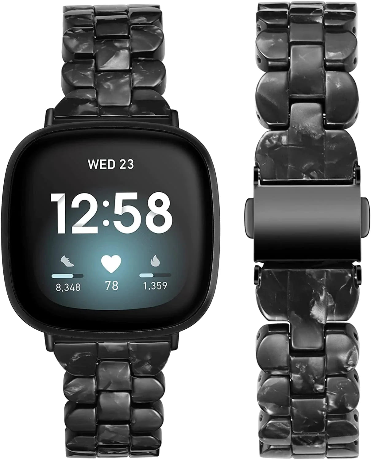 TOYOUTHS Slim Cute Resin Bands Compatible with Fitbit Sense Bands Women, Lightweight Thin Sense Watch Bands Dressy Bracelets Elegant Accessories for Fitbit Versa 3 Bands Women, Clear Light Pink