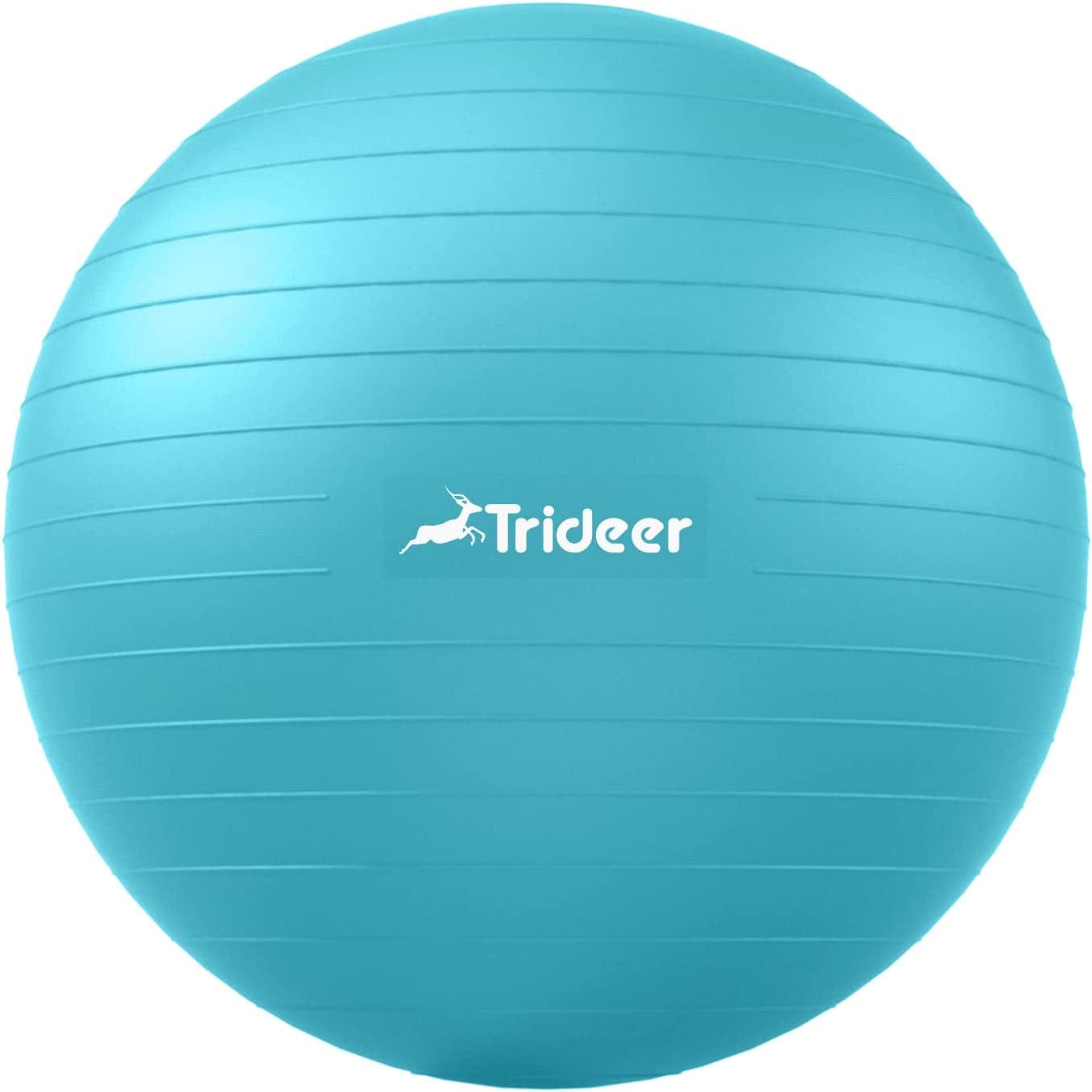 Trideer Yoga Ball Exercise Ball, 5 Sizes Ball Chair, Heavy Duty Swiss Ball for Balance, Stability, Pregnancy and Physical Therapy, Quick Pump Included