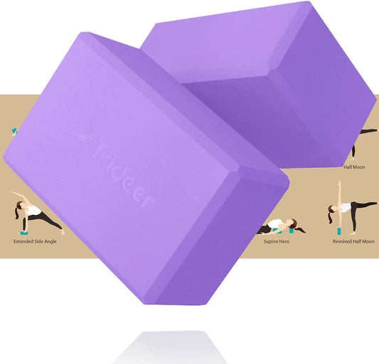Trideer Yoga Blocks, Yoga Blocks 2 Pack, Premium EVA Foam Blocks with Free Guide, Supportive, Lightweight & Odor Resistant, Yoga Essentials for Yogi & Yogini, Yoga Accessories for Women 9"X6"X4"&9"X6"X3"