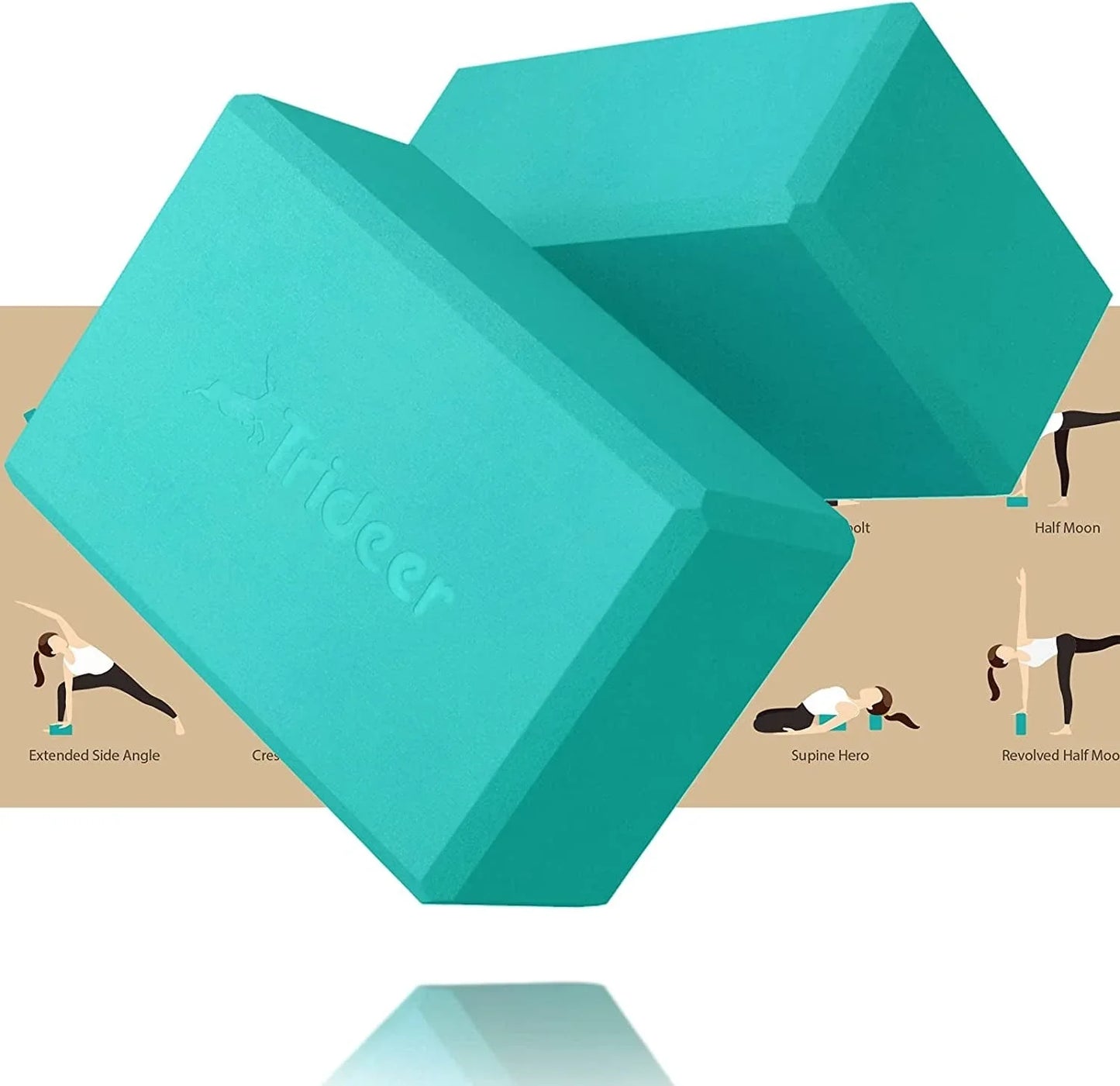Trideer Yoga Blocks, Yoga Blocks 2 Pack, Premium EVA Foam Blocks with Free Guide, Supportive, Lightweight & Odor Resistant, Yoga Essentials for Yogi & Yogini, Yoga Accessories for Women 9"X6"X4"&9"X6"X3"