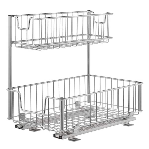 Under Sink Organizer Pull Out Kitchen Storage, Silver