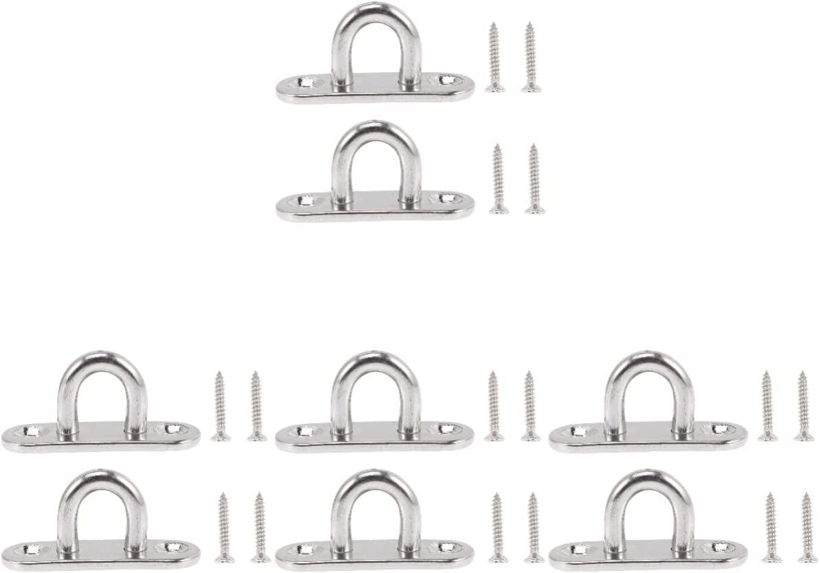 ULTECHNOVO 4Sets Mount Swing Strap Hanging Chair Steel Ceiling Duty Plate with Stainless Screws Eye Metal Wall Gym Hooks Indoor Hardware Hammock Bracket Screw Trainer Heavy Outdoor For