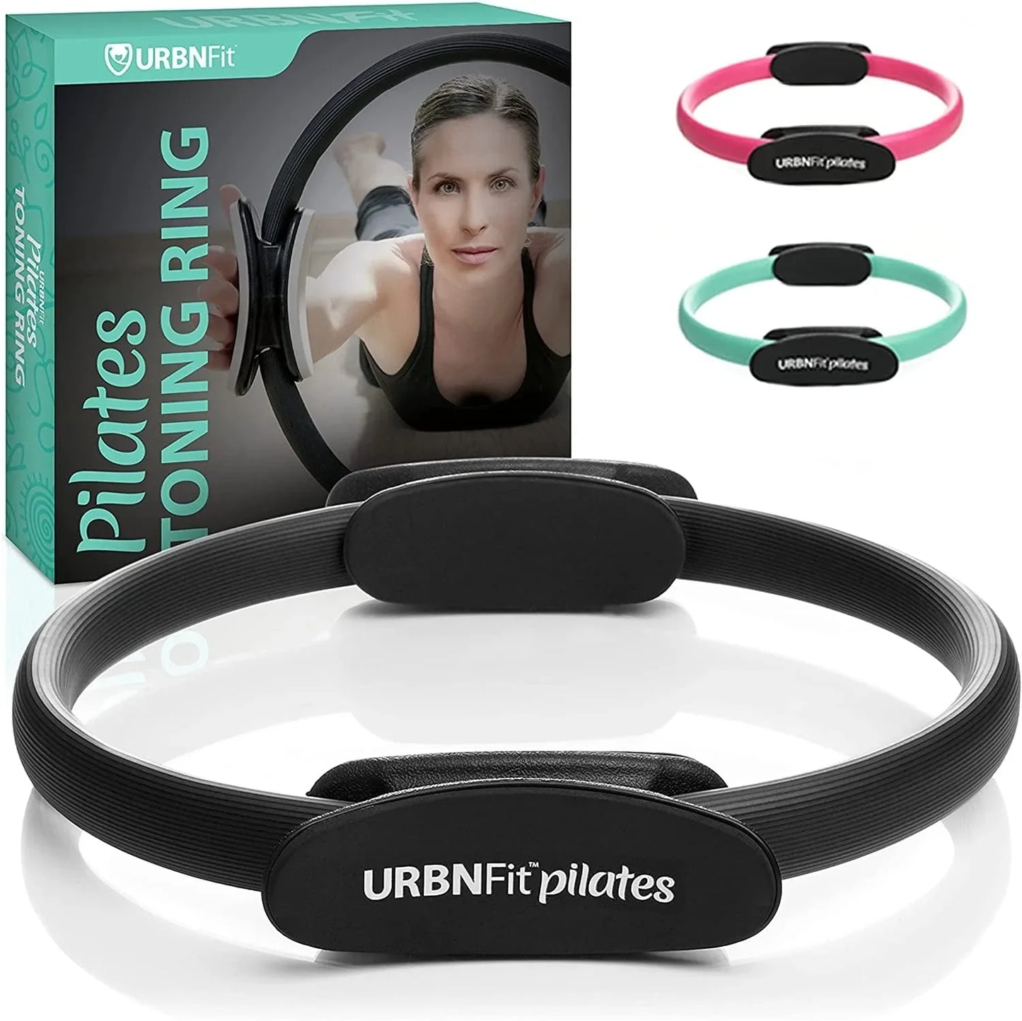 Urbnfit Pilates Ring - 12" Magic Circle W/Dual Grip, Foam Pads for Inner Thigh Workout, Toning, Fitness & Pelvic Floor Exercise - Yoga Rings W/Bonus Exercise Guide