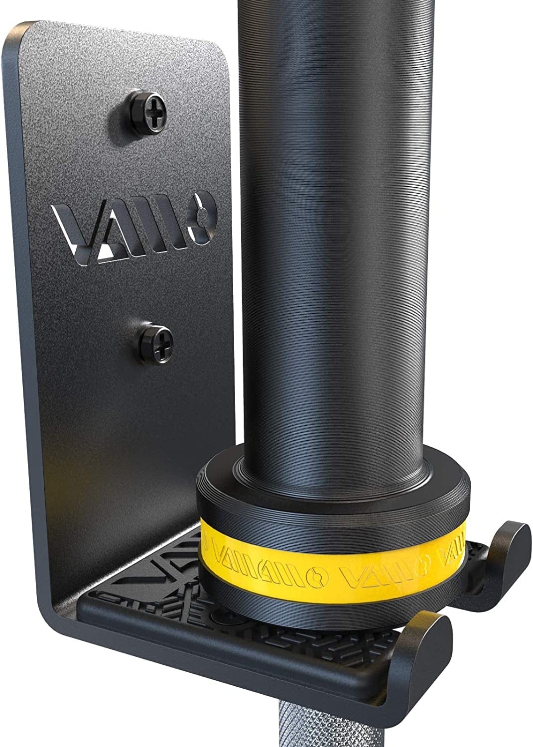 VAIIO Single Olympic Barbell Hanger,Garage Gym Bar Wall Rack,Vertical Barbell Mount Rack,Black Powder Coated,Space Saving Commercial or Home Gym Accessory,Holds under 33Mm Bar Size