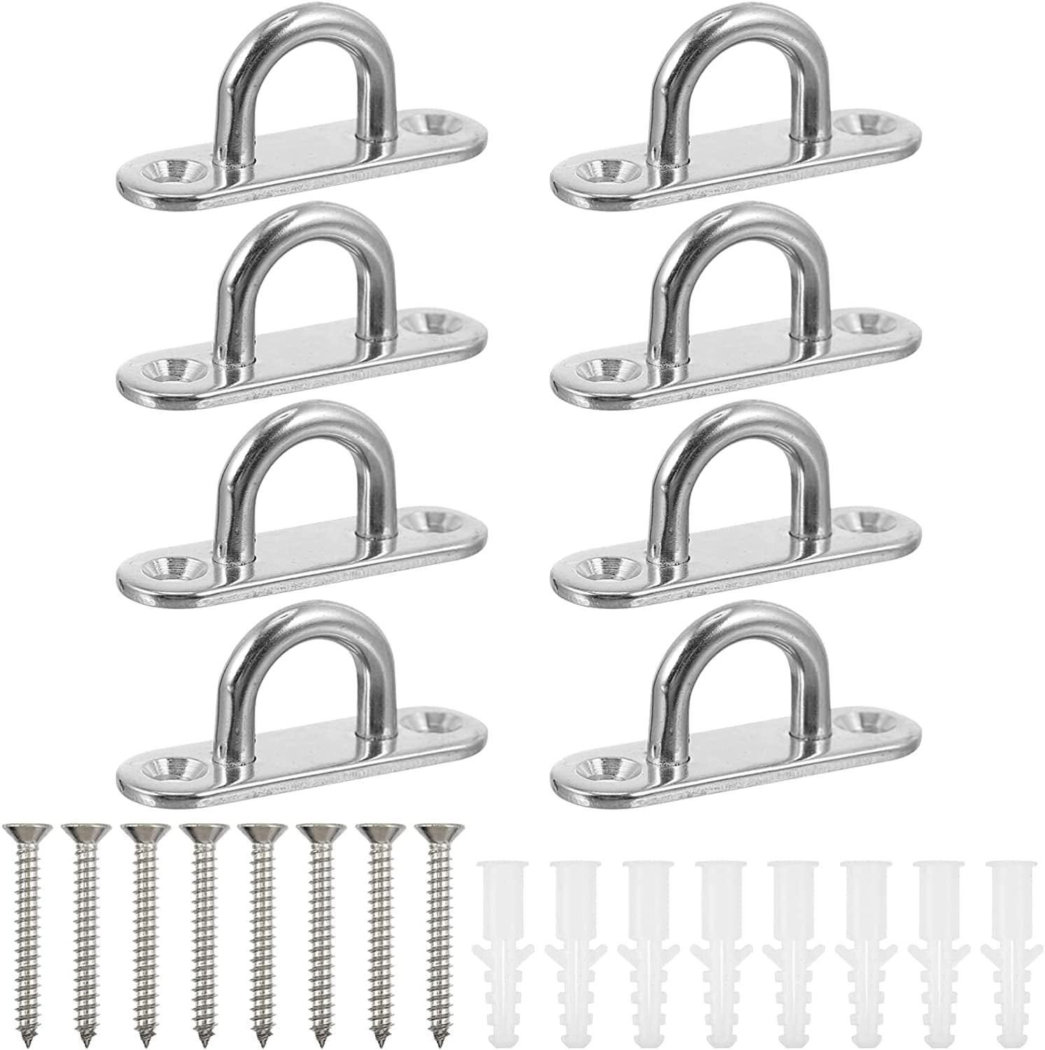 VILLCASE 24 Pcs Plates Gym Home Marine Suspension Hooks Strap Chair Hardware Fixed for Bracket Air Wall Trainer Anchor Yoga Mount Silver Hook Swing Staple Stainless Ceiling