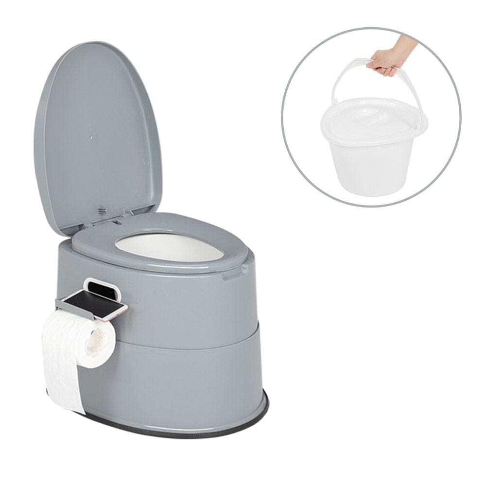 VINGLI Portable Toilet | Indoor Outdoor Commode W/Detachable Inner Bucket for Camping, Boat, Van, Emergency Use (White)