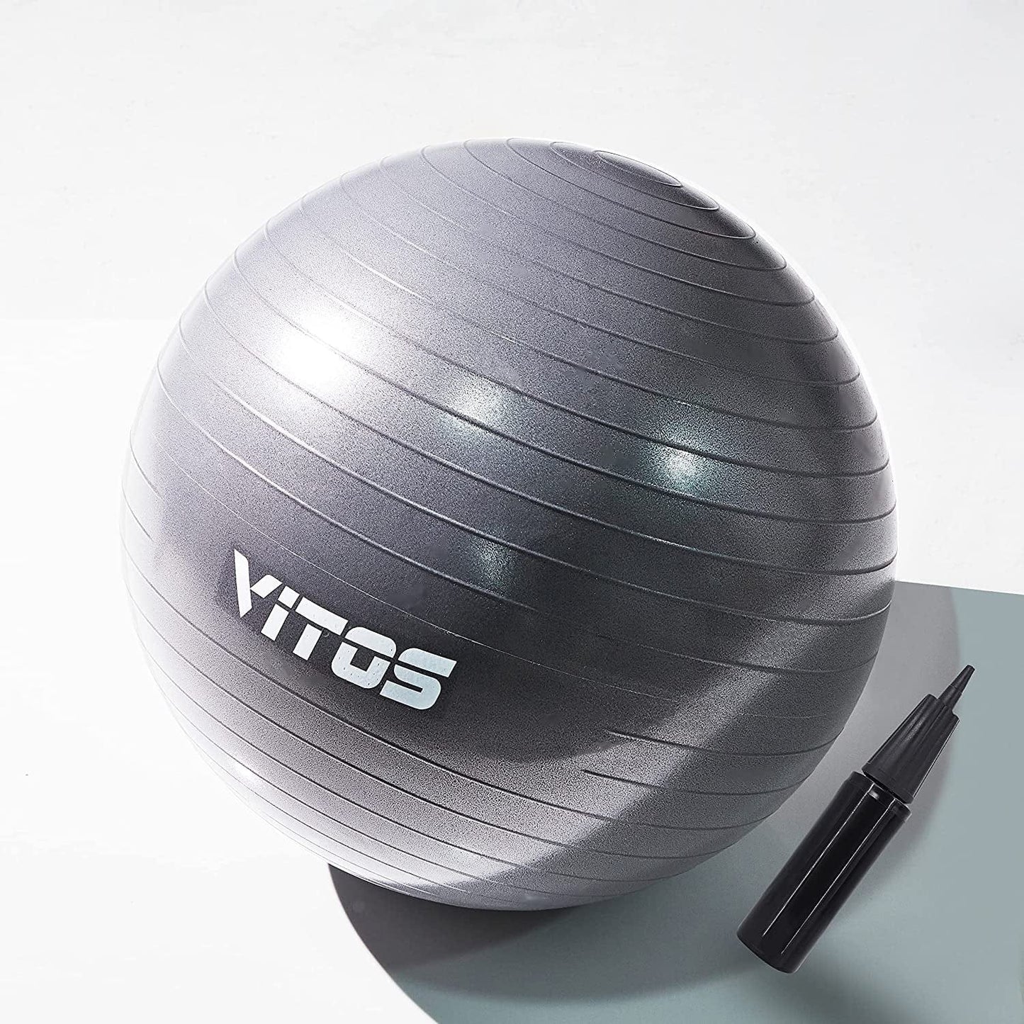 Vitos anti Burst Exercise Yoga Ball | Extra Thick Non Slip Supports 2200LB for Fitness Stability Birth Balance Pilates Workout Guide Quick Pump Included Professional Quality Design