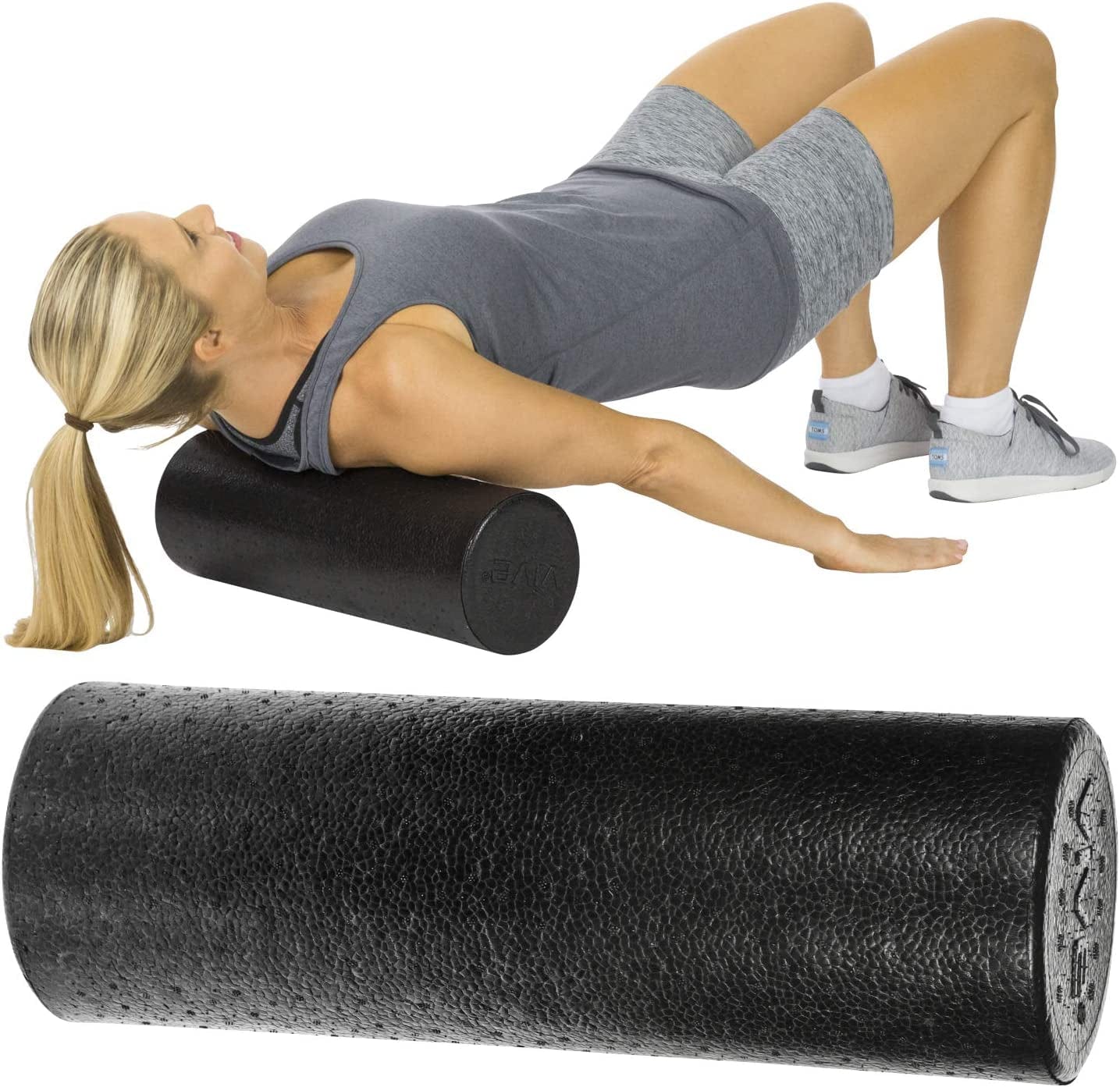 Vive Foam Roller - 12 Inch High Density Mini Massage Stick for Back, Firm Trigger Point, Yoga, Physical Therapy and Exercise - round Massager for Leg, Calf, Deep Muscle Tissue Full Body Stretch
