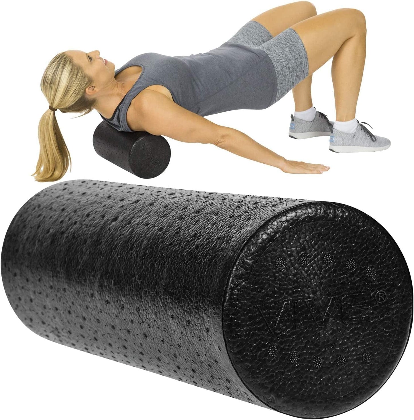Vive Foam Roller - 12 Inch High Density Mini Massage Stick for Back, Firm Trigger Point, Yoga, Physical Therapy and Exercise - round Massager for Leg, Calf, Deep Muscle Tissue Full Body Stretch