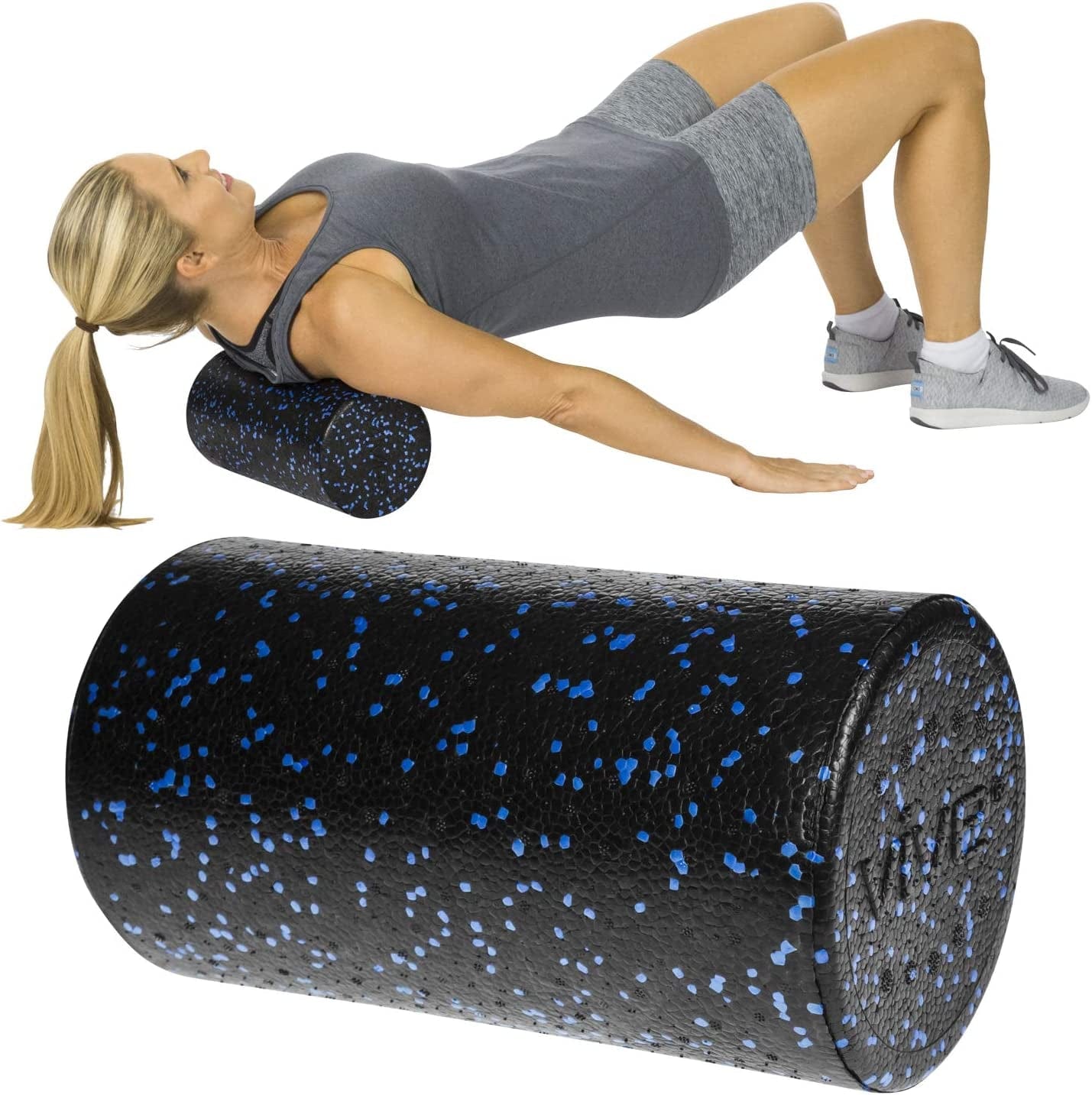 Vive Foam Roller - 12 Inch High Density Mini Massage Stick for Back, Firm Trigger Point, Yoga, Physical Therapy and Exercise - round Massager for Leg, Calf, Deep Muscle Tissue Full Body Stretch