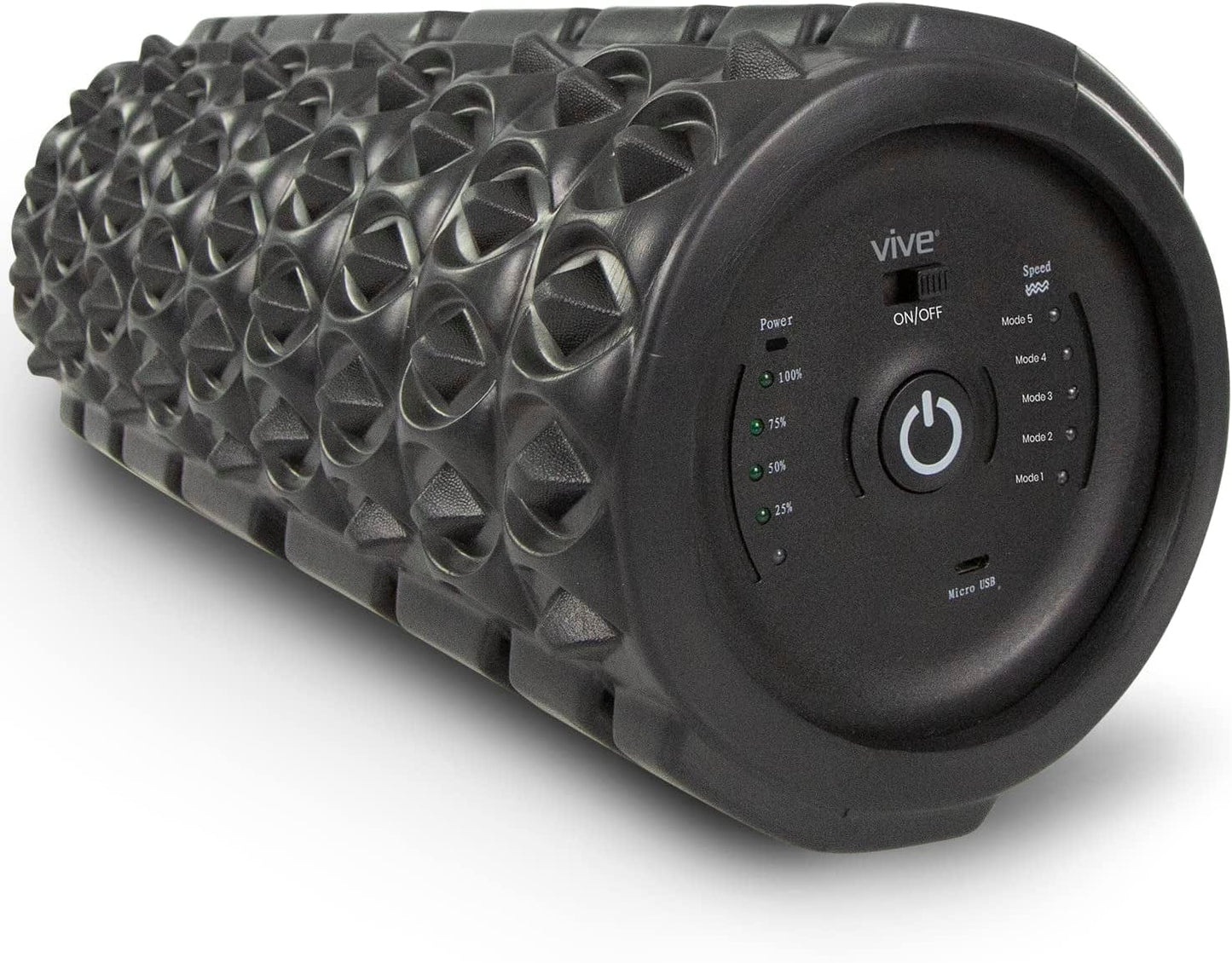 Vive Vibrating Foam Roller - High Density Five Speed Massager - for Exercise, Physical Therapy, Trigger Point and Muscle Recovery - Firm, Deep Tissue Vibration for Back Pain Relief and Stretching