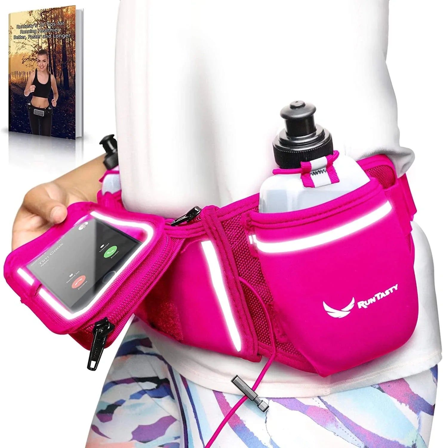 [Voted No.1 Hydration Belt] Winners' Running Fuel Belt - Includes Accessories: 2 BPA Free Water Bottles & Runners Ebook - Fits Any Iphone - W/Touchscreen Cover - No Bounce Fit and More!