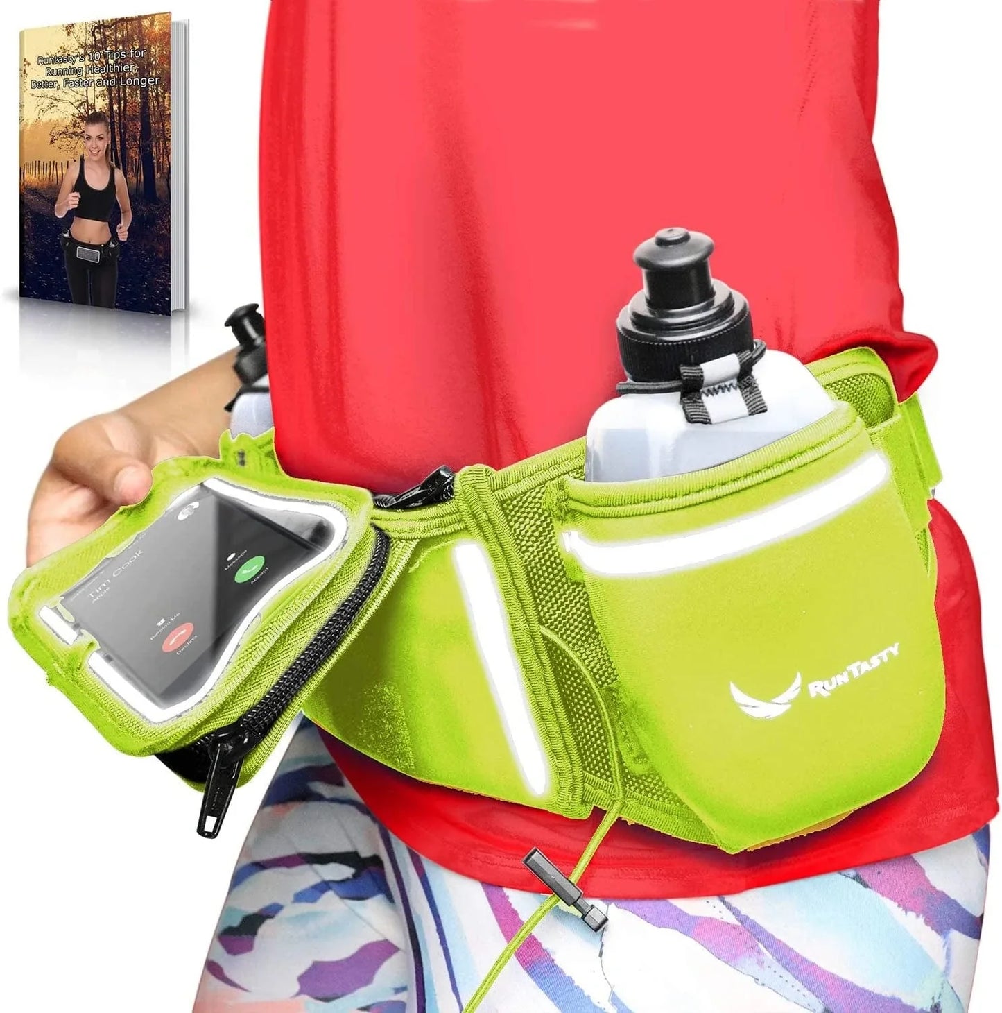 [Voted No.1 Hydration Belt] Winners' Running Fuel Belt - Includes Accessories: 2 BPA Free Water Bottles & Runners Ebook - Fits Any Iphone - W/Touchscreen Cover - No Bounce Fit and More!