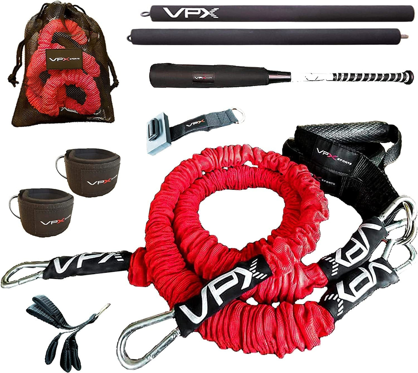 VPX Power Resistance Training System 3.0 | Total 3-Way Stacking Home, Gym, Sport Fitness | Men & Women | 220 Lbs Adjustable Suspension Resistant Strength | Leg, Squat, Press, Push, Glute, Arm, LAT