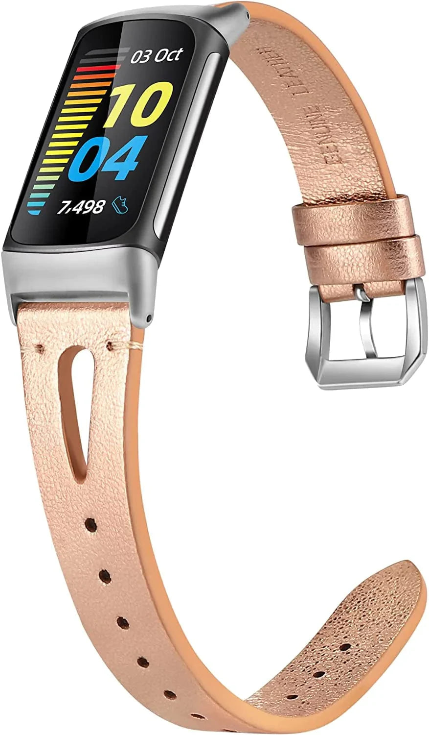 Wearlizer Compatible with Fitbit Charge 5 Bands for Women Men, Slim Leather Band Thin Watch Replacement Strap Wristband Accessories for Charge 5, Black