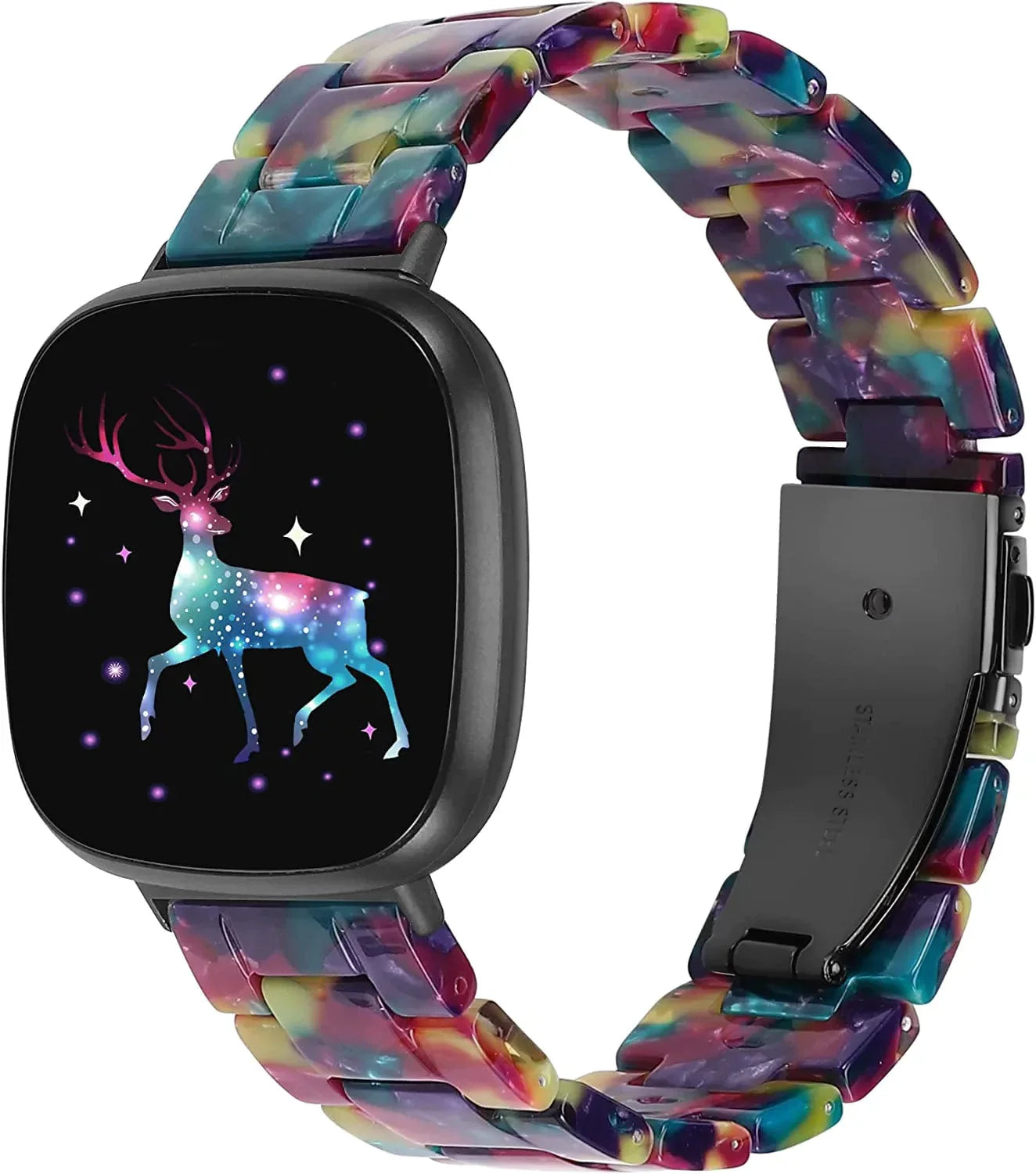 Wearlizer Resin Band Compatible with Fitbit Sense Bands/Versa 3 Bands for Women Men, Cute Fashion Lightweight Bracelet Wristband Strap Accessories with Buckle for Fitbit Sense/Versa 3,White Flower