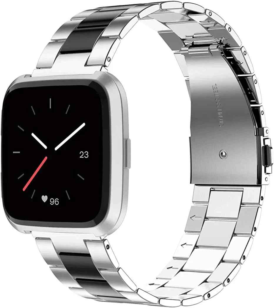 Wearlizer Stainless Steel Compatible for Fitbit Versa/Versa 2 /Versa Lite/Versa SE Bands Women Men,Ultra-Thin Lightweight Replacement Compatible for Fitbit Versa