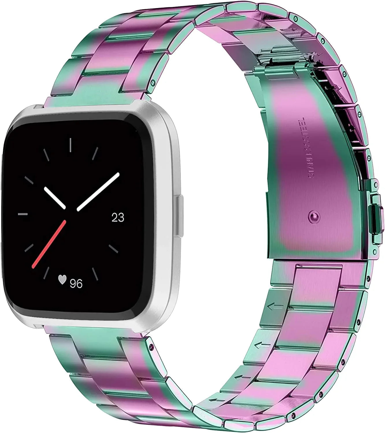 Wearlizer Stainless Steel Compatible for Fitbit Versa/Versa 2 /Versa Lite/Versa SE Bands Women Men,Ultra-Thin Lightweight Replacement Compatible for Fitbit Versa