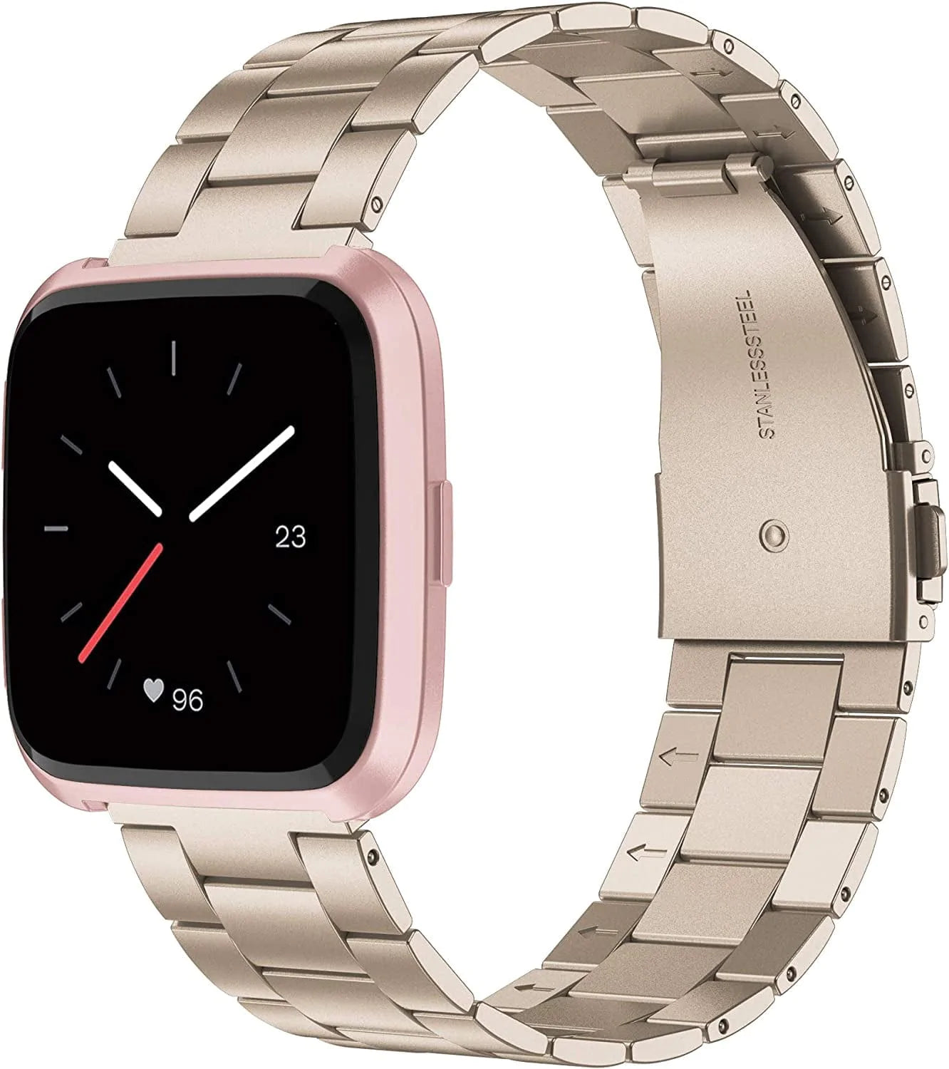 Wearlizer Stainless Steel Compatible for Fitbit Versa/Versa 2 /Versa Lite/Versa SE Bands Women Men,Ultra-Thin Lightweight Replacement Compatible for Fitbit Versa