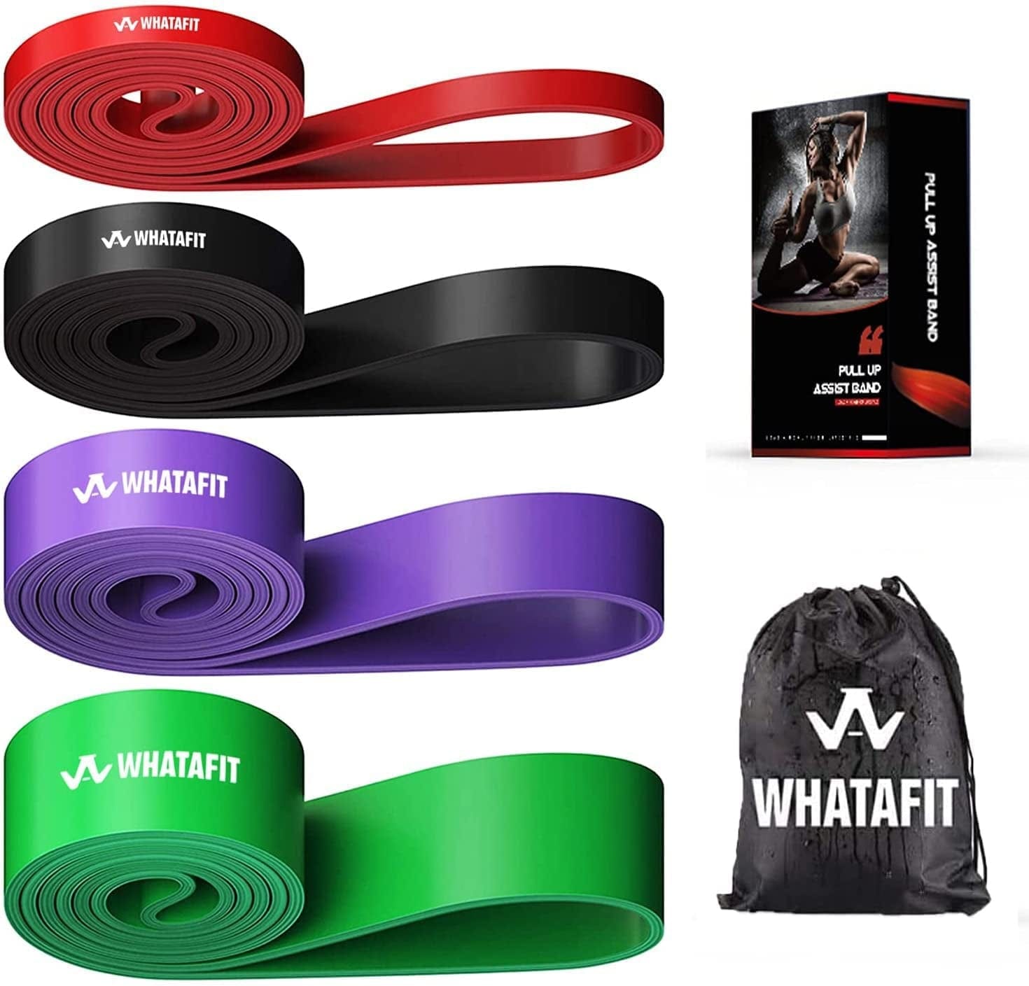 Whatafit Resistance Bands Exercise Bands, Pull up Assistance Bands，Workout Bands Stretch Bands - Resistance Bands for Working Out, Chin Ups, Powerlifting, Home Workouts
