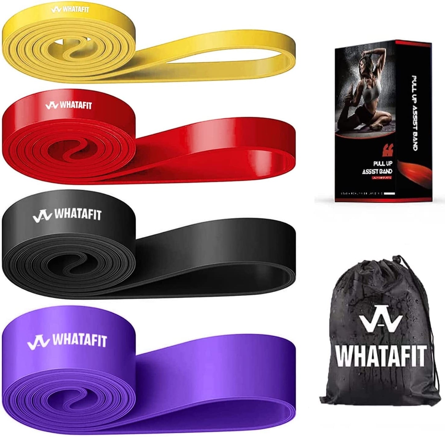 Whatafit Resistance Bands Exercise Bands, Pull up Assistance Bands，Workout Bands Stretch Bands - Resistance Bands for Working Out, Chin Ups, Powerlifting, Home Workouts