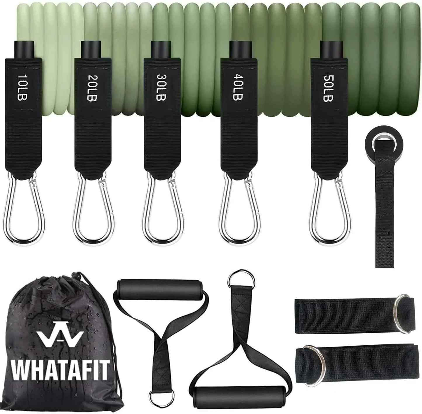 Whatafit Resistance Bands Set, Exercise Bands with Door Anchor, Handles, Carry Bag, Legs Ankle Straps for Resistance Training, Physical Therapy, Home Workouts