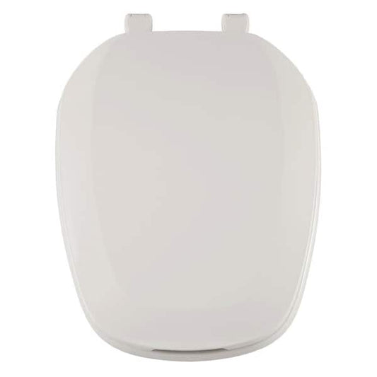 Toilet Seat Elongated Closed Front Emblem Square White High Gloss Finish