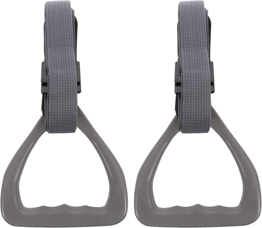 WINOMO 2Pcs Children Gymnastic Ring Kids Gym Rings Suspension Trainer Handle with Adjustable Straps for Home Gym Train Workout Fitness (Grey)