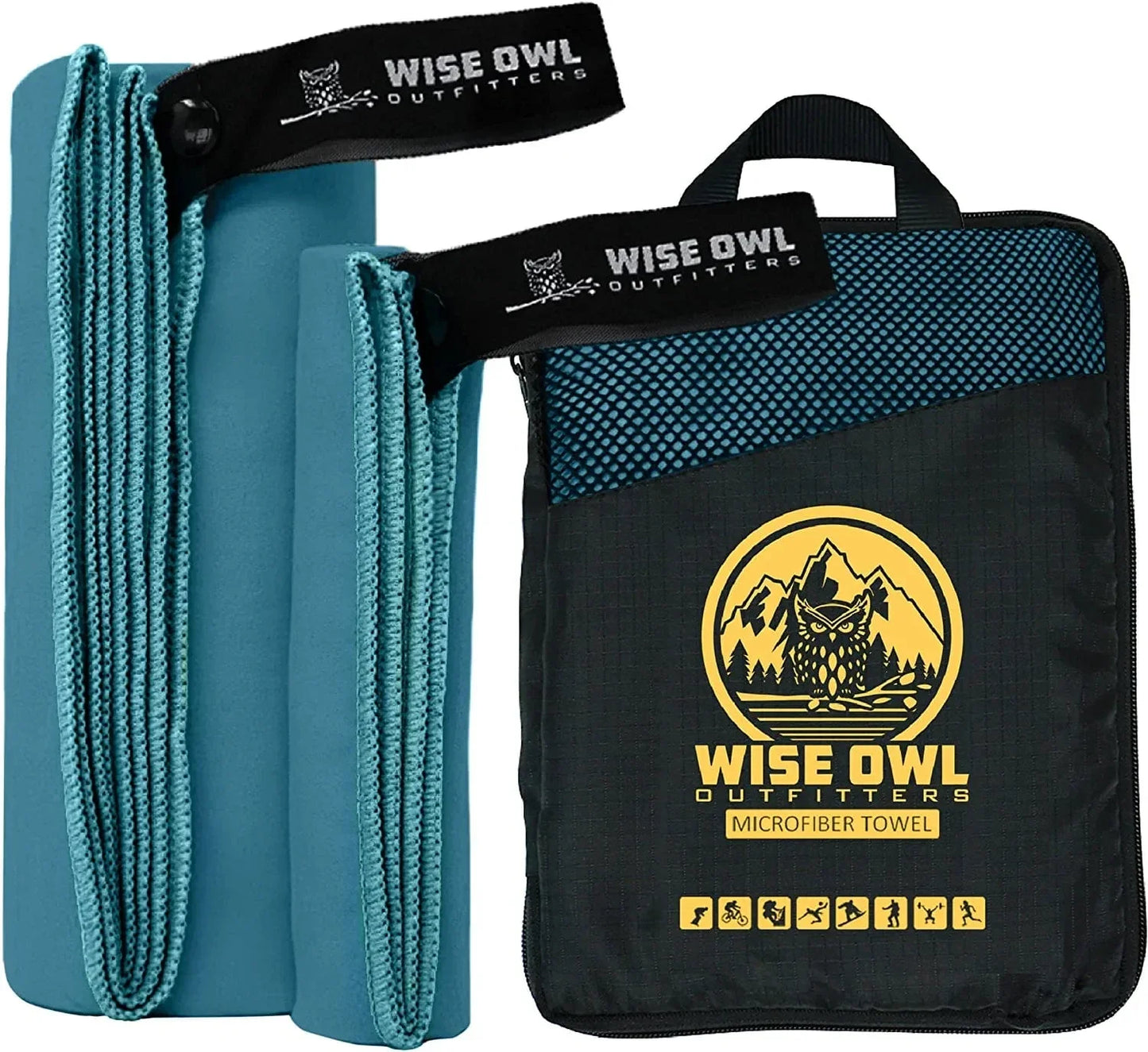 Wise Owl Outfitters Camping Travel Towel - Ultra Soft Compact Quick Dry Microfiber Fast Drying Fitness Beach Hiking Yoga Travel Sports Backpacking