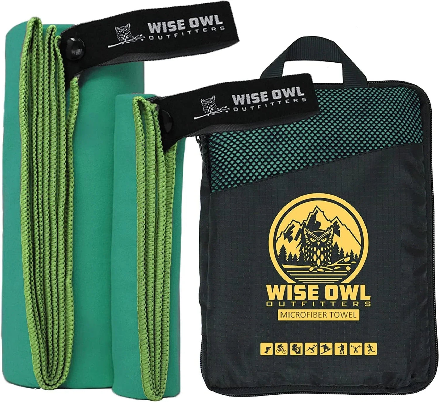 Wise Owl Outfitters Camping Travel Towel - Ultra Soft Compact Quick Dry Microfiber Fast Drying Fitness Beach Hiking Yoga Travel Sports Backpacking