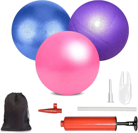 XIECCX Mini Yoga Balls Exercise Pilates Therapy Balance Bender Ball Barre Equipment for Home Stability Squishy Training Physicalcore Training (Pink/Blue/Purple)