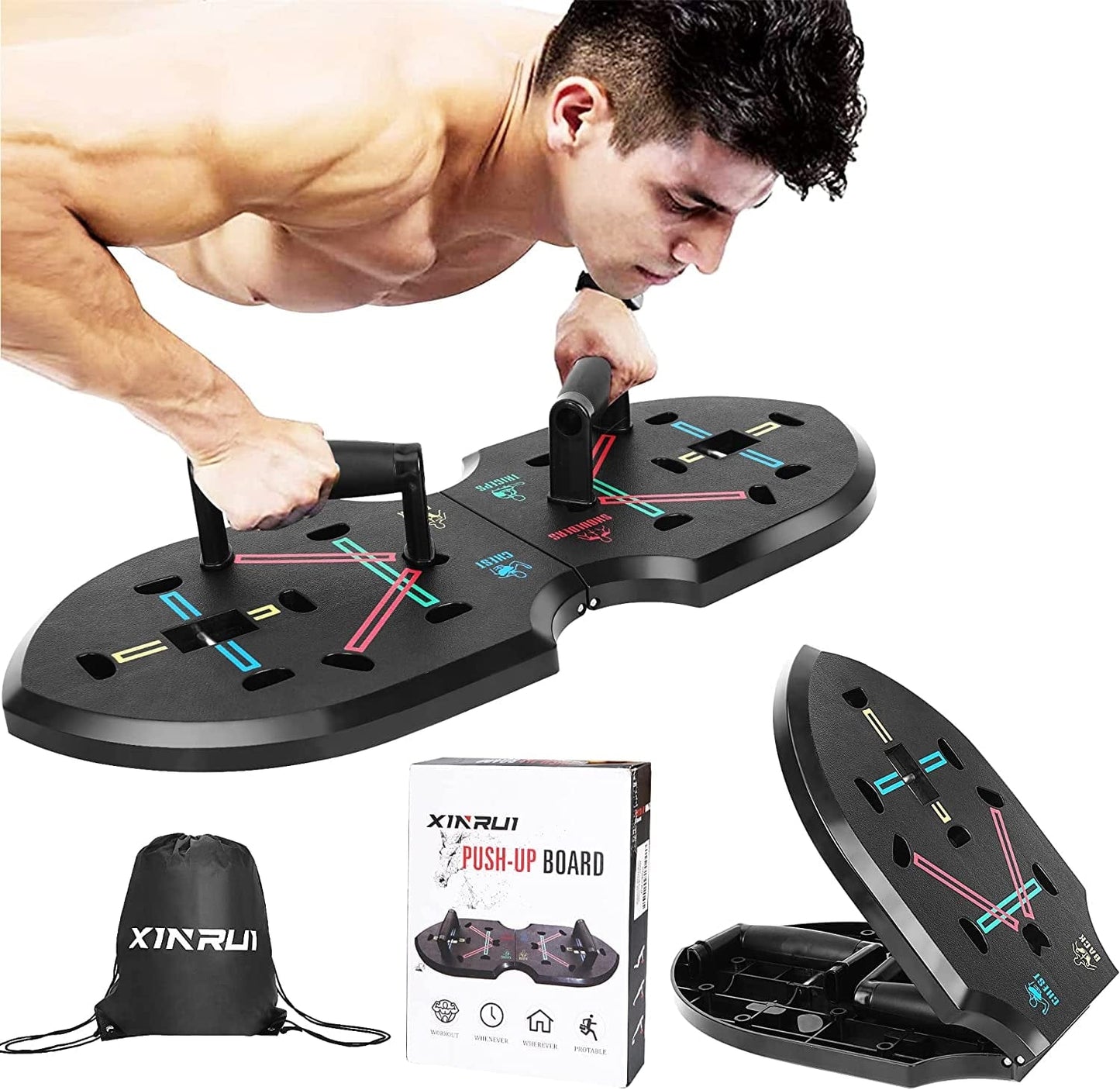 XINRUI Quadropress Push up Board, Adjustable Push up Bar for Men and Women, Foldable Push up Handles for Floor, Perfect Pushup Board Fitness, Iron Chest Pro Push Up, Portable Home Workout Equipment