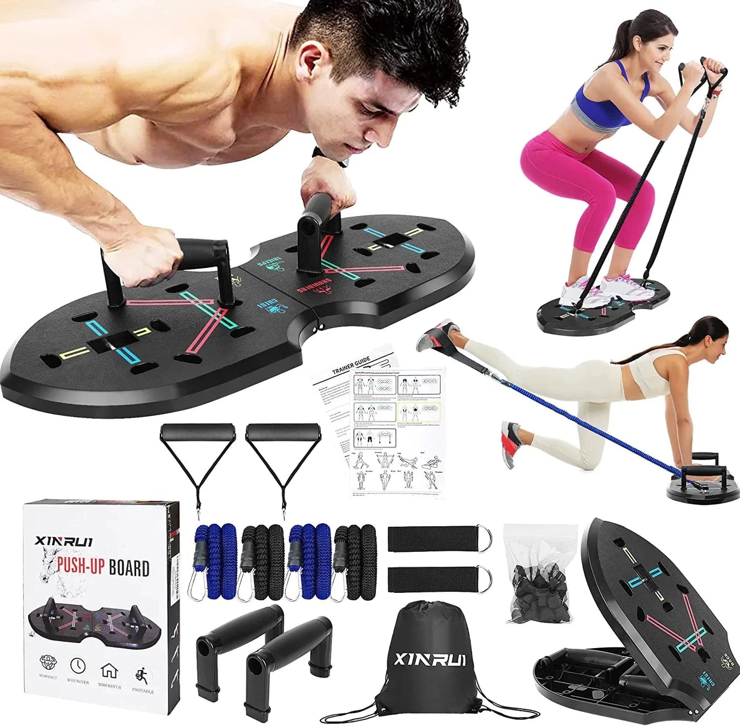 XINRUI Quadropress Push up Board, Adjustable Push up Bar for Men and Women, Foldable Push up Handles for Floor, Perfect Pushup Board Fitness, Iron Chest Pro Push Up, Portable Home Workout Equipment