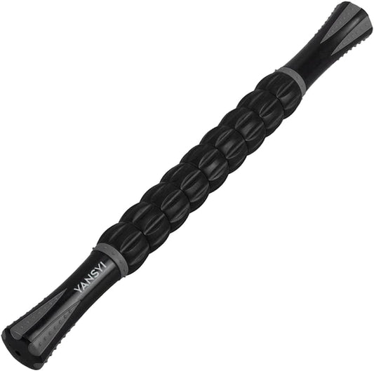 Yansyi Muscle Roller Stick for Athletes - Body Massage Roller Stick - Release Myofascial Trigger Points Reduce Muscle Soreness Tightness Leg Cramps & Back Pain for Physical Therapy & Recovery (Gray)