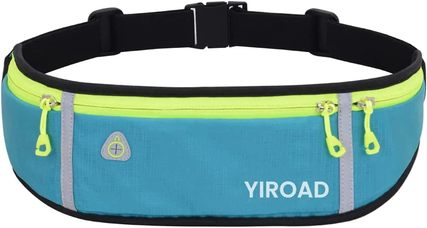 YIROAD Running Belt, Waterproof Fanny Pack for Women Men, Workout Running Waist Pack Bag with Foldable Water Bottle Holder, Adjustable Running Pouch Phone Holder Accessories for All Phones Iphone