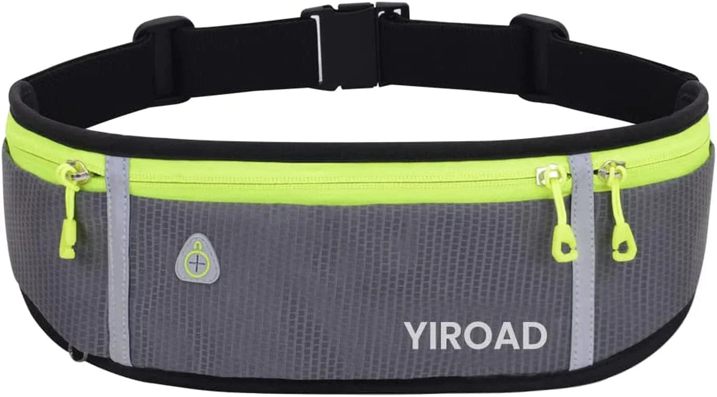YIROAD Running Belt, Waterproof Fanny Pack for Women Men, Workout Running Waist Pack Bag with Foldable Water Bottle Holder, Adjustable Running Pouch Phone Holder Accessories for All Phones Iphone