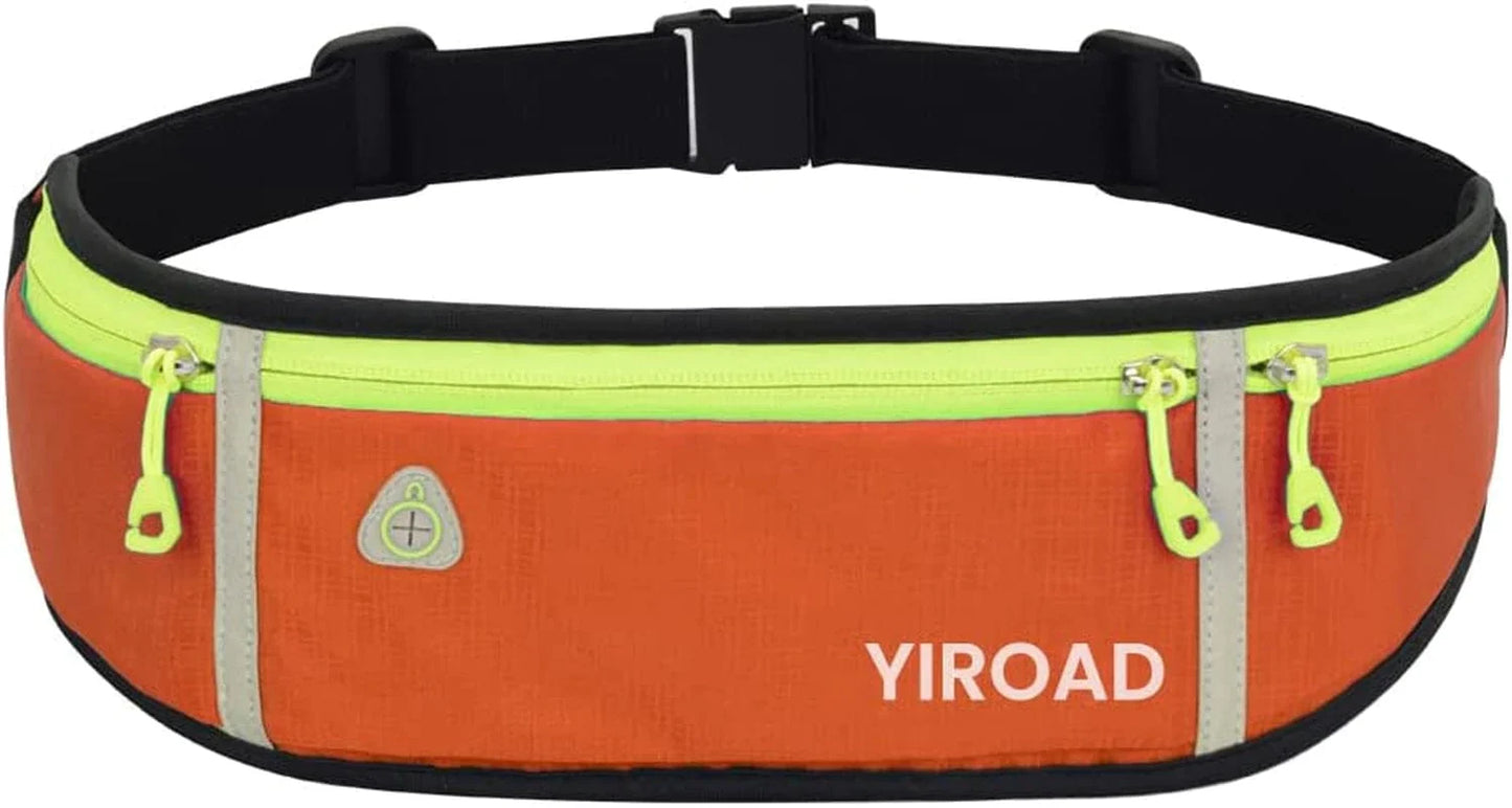 YIROAD Running Belt, Waterproof Fanny Pack for Women Men, Workout Running Waist Pack Bag with Foldable Water Bottle Holder, Adjustable Running Pouch Phone Holder Accessories for All Phones Iphone