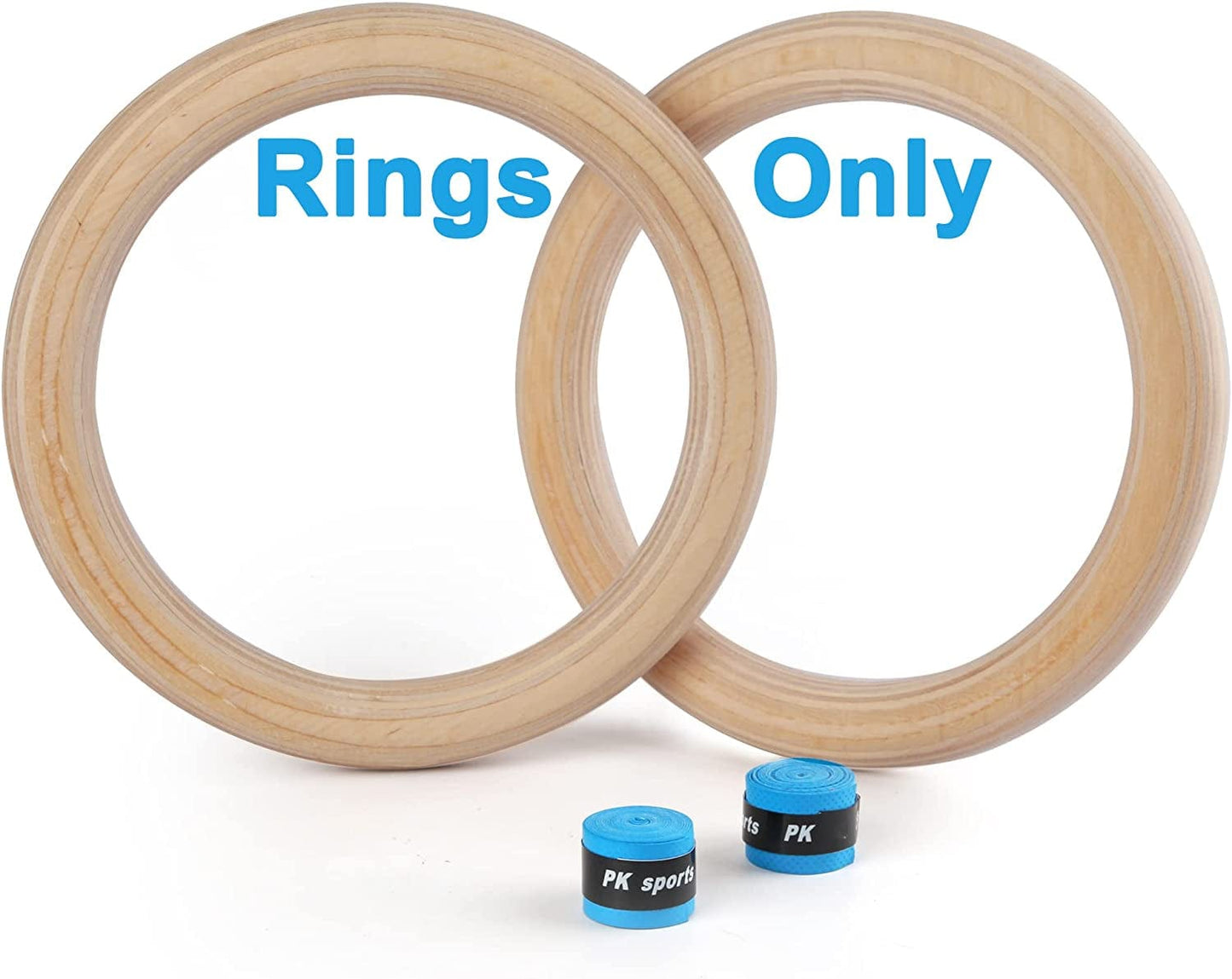 YOELVN Wood Gymnastic Rings with Adjustable Number Suspension Trainer Straps with Cam Buckle 15Ft Olympic Rings 32/28Mm Heavy Duty 1543/992Lbs for Pull up Bar Workout Exercise Gym Hanging Rings Indoor