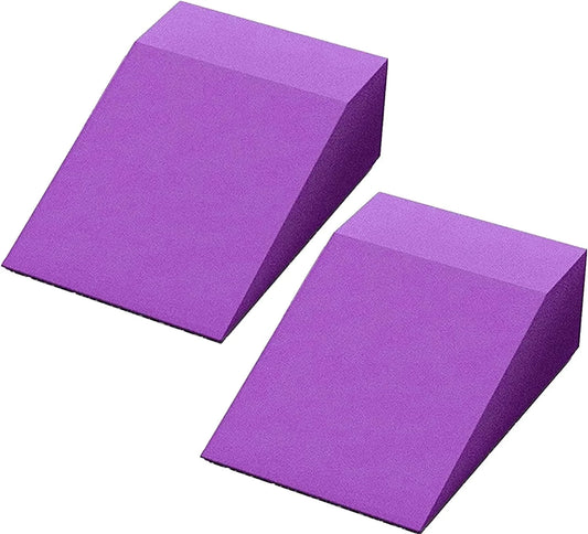 Yoga Foam Wedge Blocks (Pair) Soft Wrist Wedge, Supportive Foot Exercise Accessories, Calf Raise Block, Calf Stretcher, Balance, Pushup,Yoga Wrist Support, Pilates, Squat Wedge, EVA Riser Block