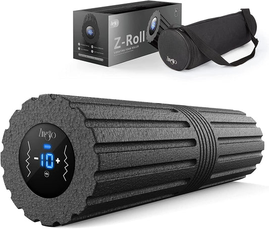 ZINGTTO 17-Inch Vibrating Foam Roller for Back. 10 Speeds 4000RPM High Intensity Electric Deep Tissue Massager Workout Accessories. Extra Long Massager for Muscle Physical Therapy