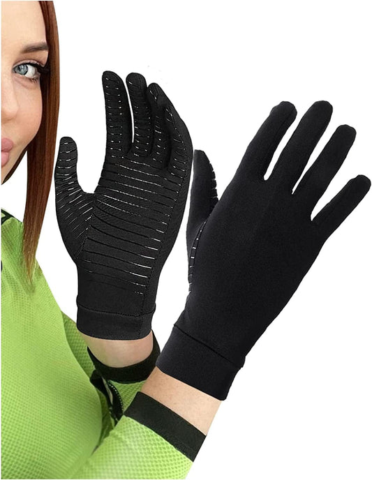 Zipwaze Copper Compression Arthritis Gloves Full Finger Glove for Carpal Tunnel, Tendonitis, Hand Pain for Women & Men 1 Pair